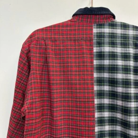 Vintage Polo Ralph Lauren 1980s Split Plaid Flannel Shirt Large